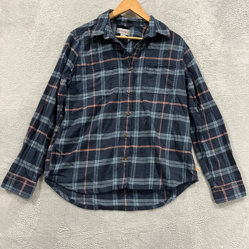 Carhartt Hamilton Shirt Plaid Flannel Womens Large Button Up Cowgirl Outdoors